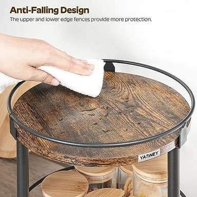 YATINEY Lazy Susan Organizer, Rotating Spice Rack, 2 Tier Spice Turntable Organizer, Industrial Turntable Spice Holder, for Kitchen Countertop and Cabinet, Compact and Versatile, Rustic Brown SR22BR - Image 5