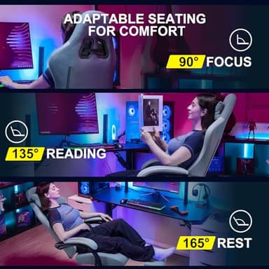 GTPLAYER Gaming Chair, Computer Office Chair with Pocket Spring Cushion, Linkage Armrests and Footrest, High Back Ergonomic Computer Chair with Lumbar Support Task Chair with Footrest - Image 6