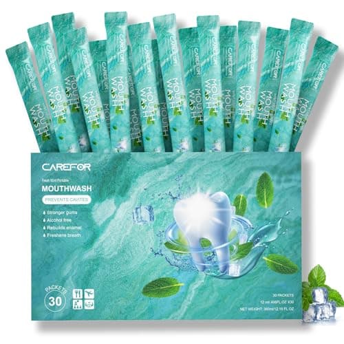 Mouthwash Travel Size Portable Packets to Go, Alcohol & Fluoride Free Fresh Mint MouthwashStrips for Superior Oral Hygiene,30 Individual Disposable Mouthwash Packs(Pack of 30) - Image 1