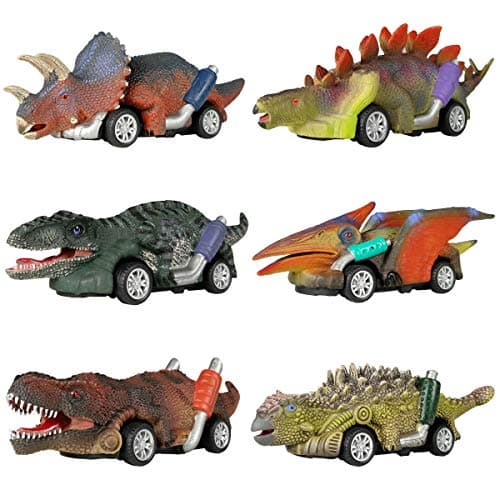 DINOBROS Dinosaur Toy Pull Back Cars,6 Pack Dino Toys for 3 Year Old Boys Girls and Toddlers,Boy Toys Age 3,4,5 and Up,Pull Back Toy Cars,Dinosaur Games with T-Rex - Image 1