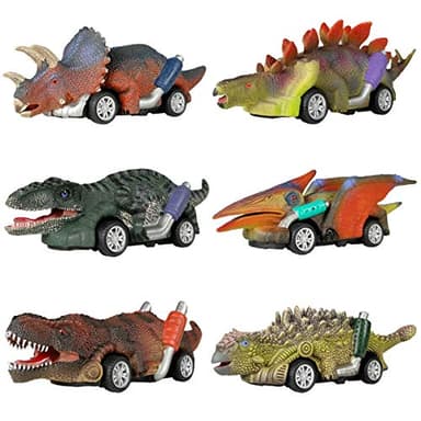 DINOBROS Dinosaur Toy Pull Back Cars,6 Pack Dino Toys for 3 Year Old Boys Girls and Toddlers,Boy Toys Age 3,4,5 and Up,Pull Back Toy Cars,Dinosaur Games with T-Rex - Image 1