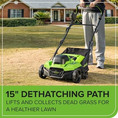 Greenworks 40V 15 inch Dethatcher/Scarifier, Tool Only - Image 4