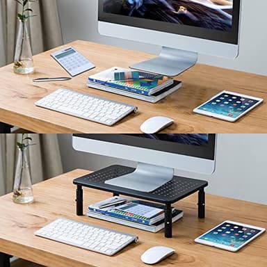 Bracwiser Monitor Stand Riser, Metal Computer Stand, 3 Height Adjustable Screen Riser with Mesh Platform for PS4, Laptop, Printer, Notebook and All Flat Screen, Holds Up to 20KG - Image 9