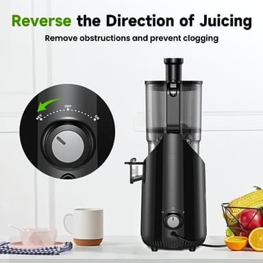 Cold Press Juicer, Amumu Slow Masticating Machines with 5.4" Extra Large Feed Chute Fit Whole Fruits & Vegetables Easy Clean Self Feeding Effortless for Batch Juicing, High Juice Yield, BPA Free 250W - Image 6