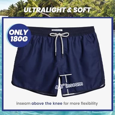 maamgic Mens Short 80s 90s Vintage Swim Trunks with Mesh Lining Quick Dry Bathing Suit Board Shorts Colorblock Navy Medium - Image 5