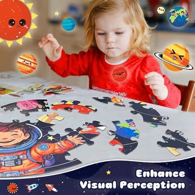 TALGIC Puzzles for Kids Ages 4-6 with Solar System Planets, 70 Piece Round Large Kids Floor Puzzles for Ages 3 4 5 6 7 8, Educational Toy Gift Jigsaw Puzzles for 5 Year Old Boys Girls - Image 3