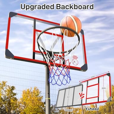 Yohood Kids Basketball Hoop Outdoor 4.82-8.53ft Adjustable, Portable Basketball Hoops & Goals for Kids/Teenagers/Youth in Backyard/Driveway/Indoor, with Enlarged Base and PC Backboard - Image 4