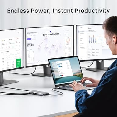 LIONWEI Laptop Docking Station 13 in 1 - Dual HDMI+DisplayPort+10Gbps, 6 USB C/A, 100W PD, Ethernet, SD/TF, Audio, USB C Hub for MacBook/Dell/HP/Surface - Image 8