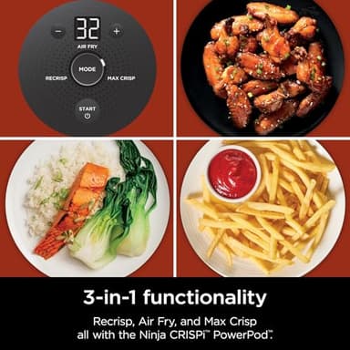 Ninja Crispi 3-in-1 Portable Cooking System-1500W Compact Air Fryer, 4 QT Borosilicate Glass, Lid, Crisper Plate, Oil-Free Frying, Easy Storage, Cook, Serve & Store -White (Renewed) - Image 4