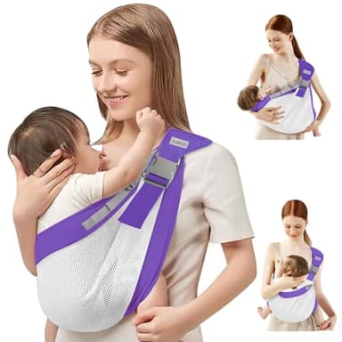 Baby Sling Carrier Newborn to Toddler,Updated Adjustable One Shoulder Labor-Saving Baby Holder Carrier,Tollder Sling Carrying 7-45 lbs (Purple) - Image 1
