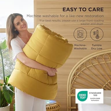 Bedsure Comforter Duvet Insert - Quilted Comforters Cal King Size, All Season Duvet, GentleSoft Down Alternative Bedding, with 8 Tabs, Gifts for Women/Men, Mustard Yellow, Cal King 96 X 102 Inches - Image 6