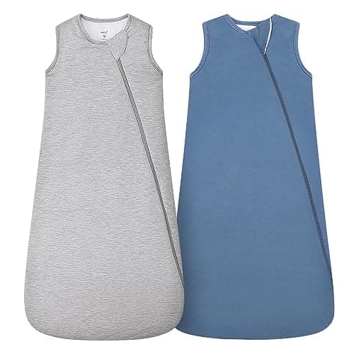 HAPIU Unisex Rayon Made from Bamboo Baby Sleep Sack TOG 1.0, 2-Way Zipper YKK, Wearable Blanket Toddler, 18-36 Months,Light Heather Grey&Moonlight Blue - Image 1