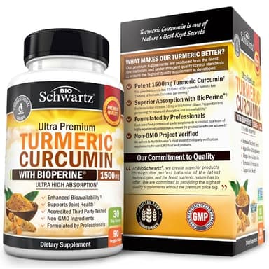 Turmeric Curcumin with Black Pepper Extract 1500mg - High Absorption Ultra Potent Turmeric Supplement with 95% Curcuminoids and BioPerine - Non GMO Tumeric Capsules for Joint Support - 90 Capsules - Image 6