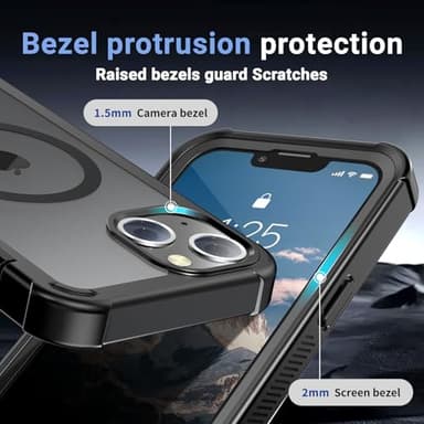 jaroco Magnetic for iPhone 13 Case, [Compatible with MagSafe][Military Grade Drop Protection][Heavy Duty Protection][Non-Slip][Shockproof] 2-Layer Durable Bumper Phone Case 6.1''-Black - Image 7