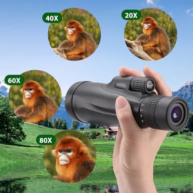 Monocular Telescope 80 x 100 High Powered Monoculars for Adults with Tripod, Monocular for Smartphone Suitable for Bird Watching Larger Vision Monoculars for Adults with BAK4 Prism & FMC Lens - Image 3