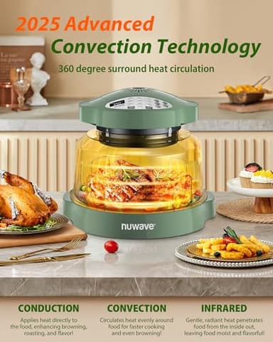 Nuwave Oven Pro Plus Air Fryer, Infra-Red Countertop, 2025 Advanced Convection, No Defrosting or Preheating, Cook Fresh or Frozen, Durable Power Dome, 100 Presets & 50 Memory, PFAS Free, Wild Olive - Image 7