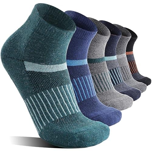 Anlisim Merino Wool Quarter Hiking Socks Compression Warm Thermal Winter Thick Cushion Running Moisture Wicking No Show Socks Gifts Stocking Stuffers for Women Men 6 Pairs(Color Mixed,L) - Image 1