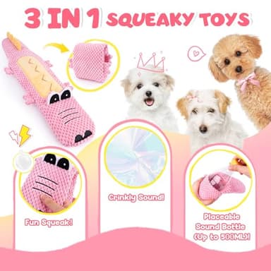 KIPRITII 25-Pack Pink Dreamy Dog Toy Set for Small Female Puppies - Includes Sweet Rope Toys, Chew Toys, Cute No-Stuffing Squeaky Dog Toy for Boredom and Teething - Image 3
