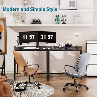 SINPAID Small Computer Desk 31.5 inches Desk for Small Spaces Sturdy Home Office Desks Modern Gaming Desks Study Writing Laptop Table, Black - Image 7