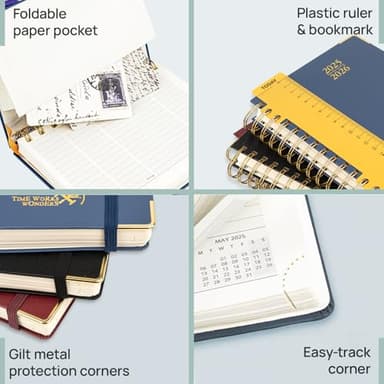 POPRUN Academic Planner 2025-2026 (July 2025-June 2026), Daily Weekly and Monthly Appointment Book (Wirebound Hard Cover - 6.25'' x 8.5'') with Hourly Time Slots, Tabs, 100 GSM - Midnight Green - Image 6