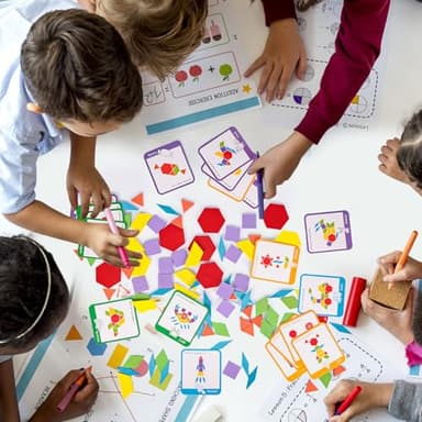 LovesTown 209 PCS Shapes Wooden Pattern Blocks for Kids,Geometric with Activity Cards and Storage Bag, Educational Tangram Puzzles,Great Learning Gift from Parents or Teachers - Image 4