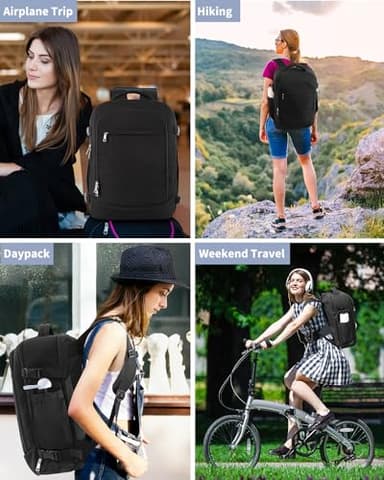 Travel Backpack for Women Men, 40L Carry on Flight Approved Backpack, Personal Item Travel Bag with Multi-Pockets, Waterproof Travel Bag Fits 17 Inch Laptop, Gift for Weekender, College, Work, Black - Image 9