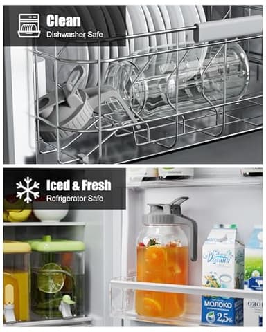 OneDream Glass Pitcher with Lid, 64 oz Large Mason Jar Wide Mouth, Sun Tea Glass Jar for Outside, Iced Tea Pitcher for Cold Beverages, Breast Milk, and Home Entertaining - Image 4
