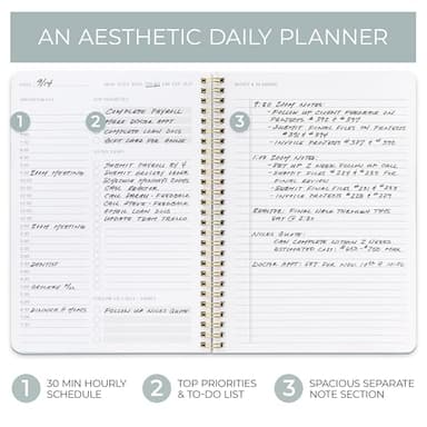 ZICOTO Beautiful Daily Planner And Notebook With Hourly Schedule - Aesthetic Spiral To do List Notepad to Easily Organize Your Tasks And Appointments - Stylish Book And School Or Office Supplies - Image 4