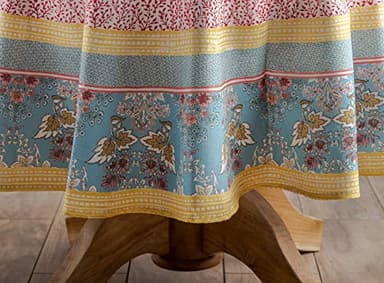 Maison d' Hermine Table Cloth Round Table 100% Cotton 69 Inches Tablecloth Reusable Decorative Everyday Use for Dining Room, Farmhouse, Home, Party, Festive & Wedding Spring Summer - Marquise - Image 7