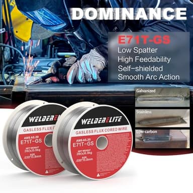 WelderElite 2-Pack 0.030" Gasless Flux Core Wire, 2lb Each, Perfect for MIG Welding Galvanized, Stainless & Mild Steel Projects, E71T-GS - Image 2