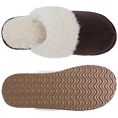 Litfun Women's Fuzzy Memory Foam Slippers Fluffy Winter House Shoes Indoor and Outdoor, Coffee 9-10 - Image 5