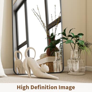 BEAUTYPEAK Black Full Length Mirror, 56"x21" Rounded Corner Floor Mirror Standing Hanging or Leaning Against Wall, Suitable for Bedroom or Dressing Room - Image 4