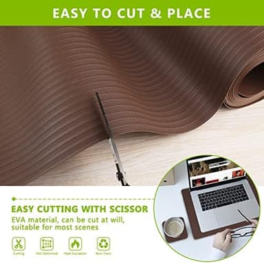 Shelf Liner Cabinet Liners for Kitchen, Non Adhesive Drawer Liner, Durable Washable Waterproof Fridge Refrigerator Mat Pantry Shelf Protector Liner for Shelves, Cupboard, Coffee 23.6 x 393.7 inches - Image 4