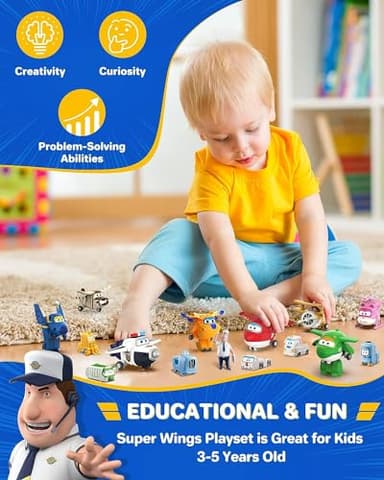 Super Wings Toys, Transformable Toys 2 Inch, Airplane Toy for Kids 3-5 Years Old, 15 Packs Transforming Jet Playset, Real Mobile Wheels, Birthday Party Supplies for Preschool Boys and Girls - Image 5