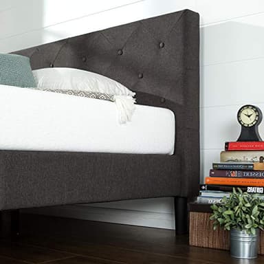 ZINUS Shalini Upholstered Platform Bed Frame, Mattress Foundation, Wood Slat Support, No Box Spring Needed, Easy Assembly, Dark Grey, Queen - Image 5