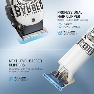 BESTBOMG® Hair Clippers for Men Professional, Beard Trimmer Kits & Sets, Electric Shavers, Hair Clippers & Trimmer Ceramic T-Blade, for Barber, for Gifts - Image 2