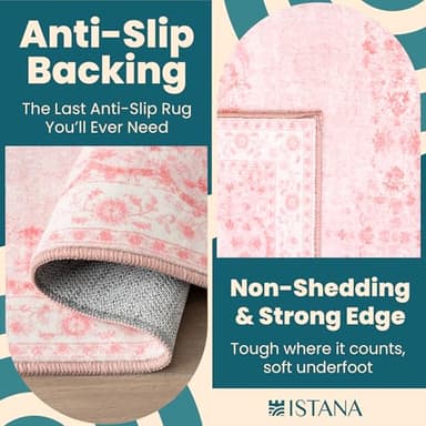 Istana 4x6 Area Rug - Pink Rugs for Living Room 4x6 - Foldable Rugs for Bedroom - Stain Resistant Washable Rug - Eco-Friendly Boho Area Rugs - Easy to Clean Living Room Rug 4 x 6 - Image 4