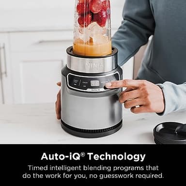Ninja | Blender | Nutri Pro | Single Serve | For Smoothies, Salsa, Shakes and Frozen Drinks | Includes 2 Smoothie Cups & Lids | Crushes Ice, Fruit & Veggies |Silver | BN401 - Image 2