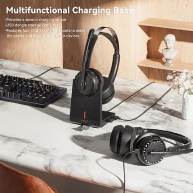 LEVN Wireless Headset, Wireless Headset with Mic for Work, AI Noise Cancelling, 65 Hrs Working Time, Bluetooth Headphones with Microphone from Home/Computer/Call Center/Teams - Image 3
