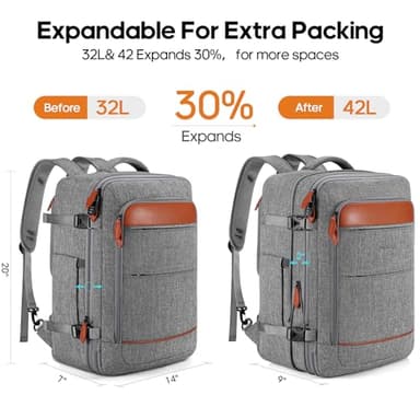 Bagsure Travel Backpack Carry On Backpack 42L Flight Approved, Expandable Laptop Backpack with Packing Cubes & Shoe Pocket, Water Resistant Luggage Backpack for Men Women, TSA Approved, Large Backpack - Image 2