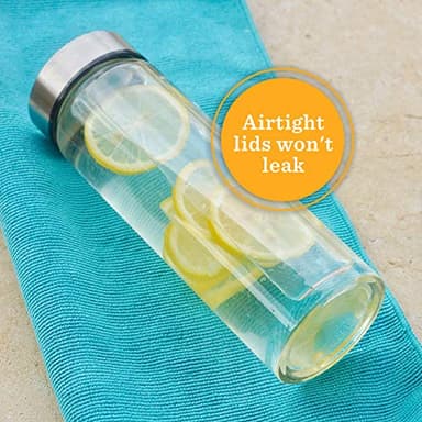 Juice Bottles - 4 Pack Wide Mouth Glass Bottles with Lids - for Juicing, Smoothies, Infused Water, Beverage Storage - 16oz, BPA Free, Stainless Steel Lids, Leakproof, Reusable, Borosilicate - Image 4