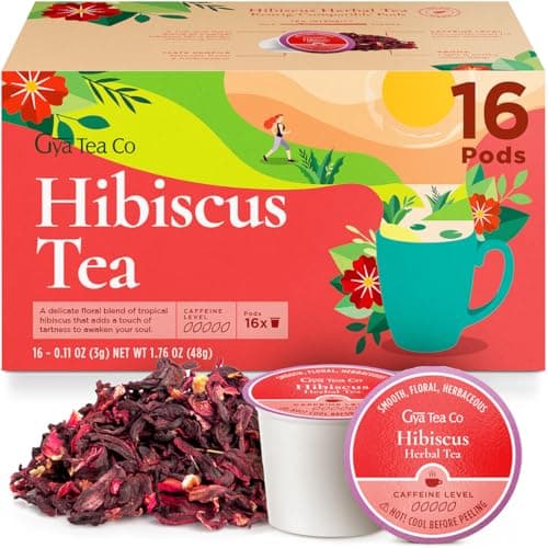 Gya Tea Co Hibiscus Tea Gift Set (16 Count) - Decaf Tea Pod for Lovers Get Well Gifts - Manually Harvested - Enjoy Hot or Iced - Image 1