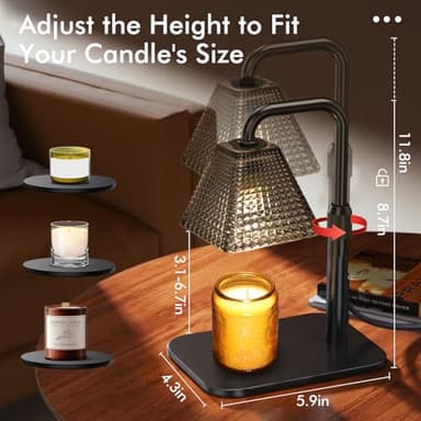 Candle Warmer Lamp with 2 Bulbs, Dimmer Adjustable Height Candle Lamp, 2/4/8H Timer, Home Decor, Wax Melts Warmer for Candle Jar, Thoughtful Daily Gifts for Housewarming, Birthday, Mother, Firends - Image 2