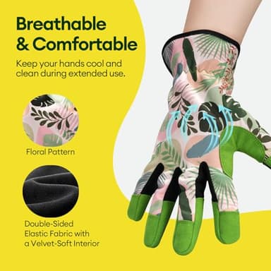 Maygrove Gardening Gloves for Women, Breathable Leather Work Gloves, Thorn-Proof Gardening Gifts, Touchscreen Compatible, Protective Work for Digging, Planting, Pruning, Medium Size, Green - Image 3