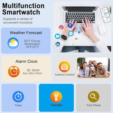 Smart Watch for Men Women(Answer/Make Calls), 1.96" HD Smartwatch, Fitness Tracker with 110+ Sport Modes, IP68 Waterproof, Heart Rate/Sleep/Step Monitor, Pedometer, Activity Tracker for Android iOS - Image 7