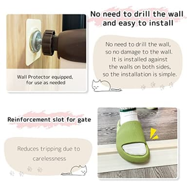 Lumizone Extra Tall Cat Gate 61.02" High Pressure Mounted Extra Wide 26.38"-30.11" (17Sizes) 1.37" Gap No Drilling Auto-Close Tall Pet Gate for Dogs (Cream, 26.38"-30.11"/67-76cm) - Image 6