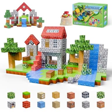 Dulsaera Magnetic Blocks-Build 110PCS Toys for Boys & Girls Age 6 7 8 9 10, Stacking Building Toys for Toddlers Fidget Cubes Sensory Toy for Kids(Jungle) - Image 1