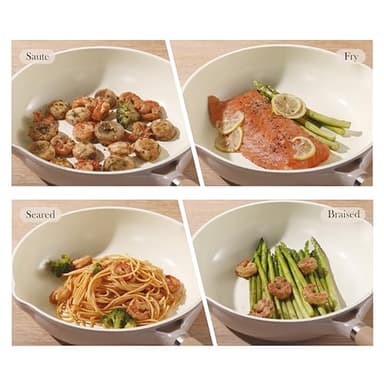 CAROTE 10" Ceramic Frying Pan with Lid, Non Stick Frying Pan Skillet Chef's Pan, Healthy & PFOA/PFAS Free, Induction-Compatible, Taupe - Image 5