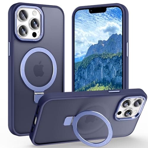 Lufanbis Magnetic for iPhone 13 Pro Max Case with Ring Stand, [10 FT Drop Protection] [Velvety Touch] Slim Translucent Matte Back Shockproof Phone Case for iPhone 13 Pro Max 6.7'', Blue - Image 1