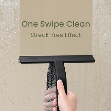 dancemoon JustHang Shower Squeegee for Glass Doors, All-One-Piece Silicone with Built-in Hook Design for Easy Hanging and Cleaning, 10 Inch Black - Image 2